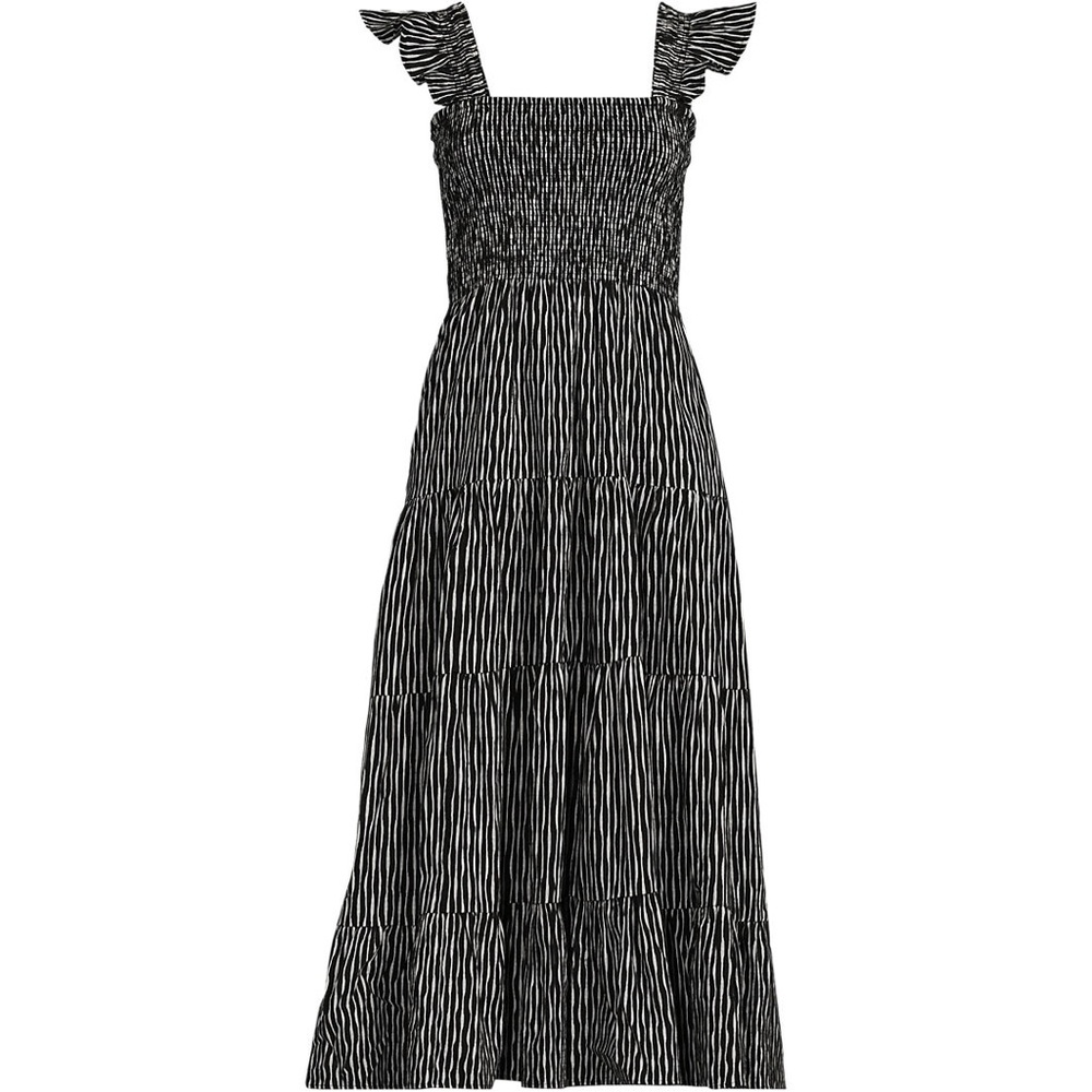 NWOT Lands End Cotton Black and White Striped Midi Dress